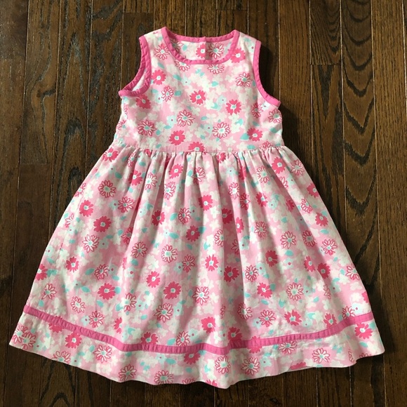 Lilly Pulitzer Girls 5 Pink Floral Textured A-Line Dress w/Lined Ruffled Skirt - Picture 1 of 12